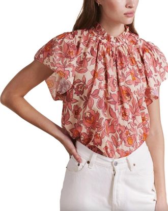 Trovata Carla Highneck Shirt In Tea Rose