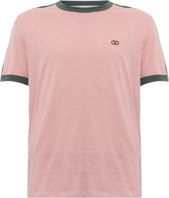 Valentino Garavani T-shirt met geborduurd logo - Heren - Tops - Roze - Maat: 2XL Katoen