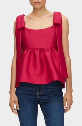 Aligne Alina Bow Strap Satin Peplum Top in Deep Jewel Berry at Nordstrom Rack, Size 16