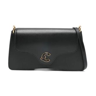 Coccinelle Shoulder Bags, female, Black, Size: ONE SIZE Hi-Tech Accessories Calf Leather Shoulder Bag