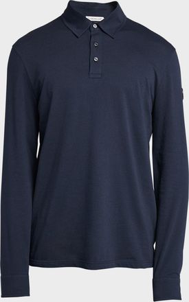 Moncler Mens Cashmere Long-Sleeve Polo Shirt