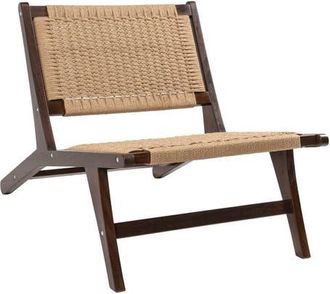 Jonathan Y Designs Parker Mid-Century Modern Woven Seagrass Wood Armless Indoor Lounge Chair in Dark Brown at Nordstrom