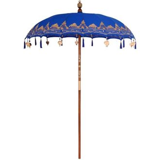 vidaXL Vidaxl - Parasol Balin&eacute;s Azul (180-190) X 260 Cm Algod&oacute;n Y Madera Maciza