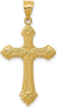 Diamond2Deal 14k Yellow Gold Polished Cross Pendant