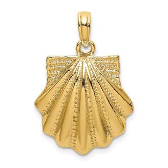 Diamond2Deal 14k Yellow Gold Textured Scallop Shell Charm