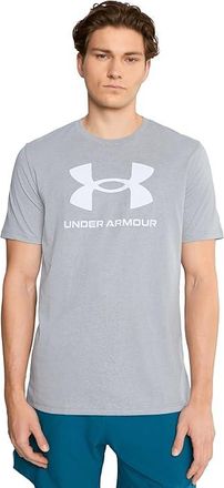 Under Armour Sportstyle Logo Short Sleeve T-Shirt Mens Clothing Steel Light Heather/White : 2XL, Polyester
