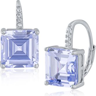 Kenneth Jay Lane Asscher Cut Cubic Zirconia Lever Back Earrings in Lavender/Clear Silver at Nordstrom Rack