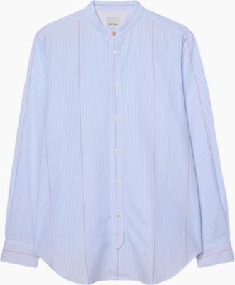 Paul Smith Mens Paul Smith Grandad Collar Shirt 40 Lt Blue - Size: 42/Regular
