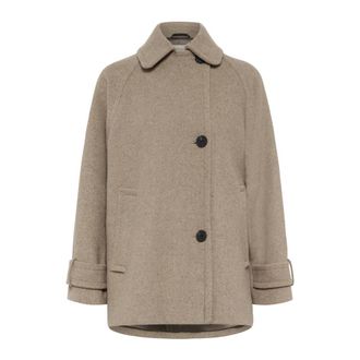 Inwear Double-Breasted Coats, female, Brown, Size: 3XL Grey Melange Coat with Large Buttons