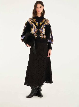 Farm Rio Paradise Knit Sweater In Arabesque Black