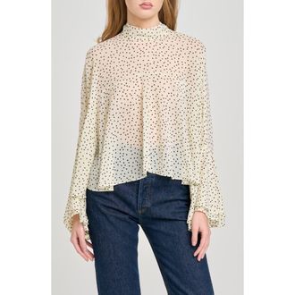 Wayf Reine Polka Dot Swing Top in Cream Polka Dot at Nordstrom, Size X-Large