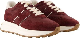 Hogan Womens H641 Allacciato H Trainers - Hogan Leather Burgundy Calfskin Shoes Sneakers