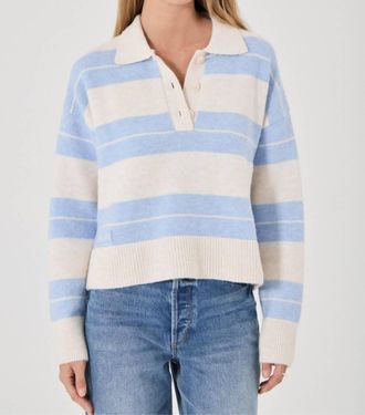 Rolla's Sofia Stripe Polo Sweater In Soft Blue / Ivory