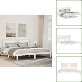 vidaXL Letto con base a doghe - vidaXL Giroletto Extra Lungo senza Materasso Bianco 200x210cm Massello - Letto con piedini
