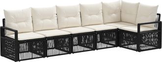 vidaXL Conjunto De Sof&aacute;s De Jard&iacute;n 6 Uds. Negro Rat&aacute;n Sint&eacute;tico Vidaxl