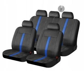 OEM Fundas Para Asientos De Suv Con Forro De Espuma De Pvc De 3,5 Mm, Juego De 9 Piezas, Negro Y Azul