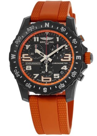 Breitling Endurance Pro 44 Quartz Chronograph Black Dial Orange Rubber Strap Mens Watch X82310A51B1S2