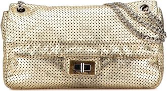 Chanel Borsa a spalla Reissue Drill Flap media in pelle di vitello traforata 2008-2009 - Oro