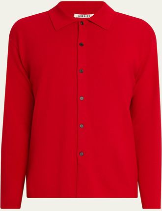 Auralee Mens Wool Knit Shirt Cardigan
