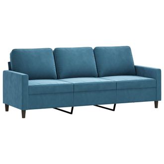vidaXL Divano A 3 Posti Blu 180 Cm In Velluto - Vidaxl