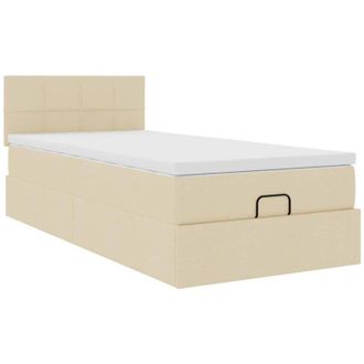 vidaXL Estructura De Cama Otomana Con Colch&oacute;n Tela Crema 90x190cm Vidaxl