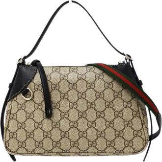 Gucci Pre-owned Handbags, female, Beige, Size: ONE SIZE Pre-owned Vintage Canvas Shoulder Bag