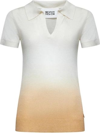 Silvian Heach T-shirt met V-hals en faded effect - Dames - V-hals truien - Wit - L - Wol - Truien & Vesten