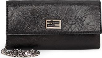Fendi Tube Continental Wallet met ketting - Dames - Tassen - Zwart - Maat: ONE Size Zijde