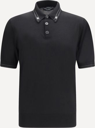 Dolce & Gabbana Silk Polo with collar and short sleeves Male 46