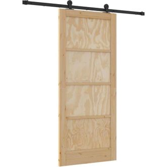 vidaXL Vidaxl - Juego De Puertas Correderas Natural Y Negro 86 X 198.5 Cm
