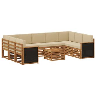 vidaXL Conjunto De Sof&aacute;s De Exterior 10 Uds. Natural Vidaxl
