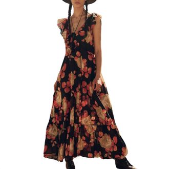 The Great. Womens The Geranium Dress In Cabbage Rose Print