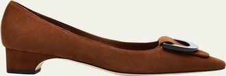 Manolo Blahnik Beti Suede Pointed-Toe Pumps