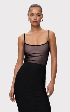 H&eacute;rve L&eacute;ger The Nessa Bodysuit in Black at Nordstrom, Size Xx-Small