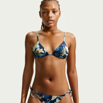 Nike Womens Swim Triangle Bikini Top in Blue | NESSG309-440
