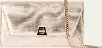 Akris Anouk Metallic Lizard-Embossed Crossbody Bag