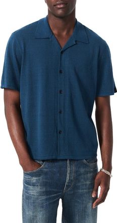 Rag & Bone Zuma Pointelle Short Sleeve Knit Camp Shirt in Mnlt at Nordstrom, Size Xx-Large