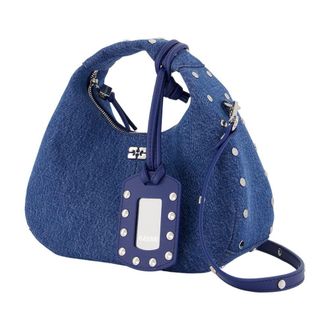 Ganni Womens Studded Cotton Mini Bag Blue
