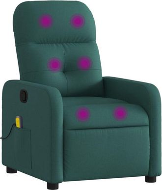 vidaXL Sillón de masaje reclinable de tela verde oscuro Vidaxl