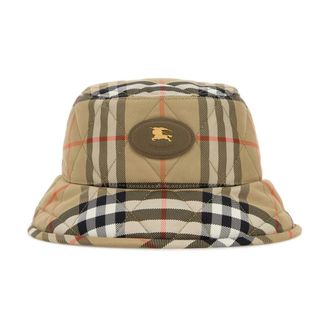 Burberry Hats, female, Beige, Size: XS Quilted Horseshoe Bucket Hat