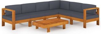 vidaXL Vidaxl - Muebles De Jard&iacute;n 7 Pzas Con Cojines Gris Oscuro Madera Acacia