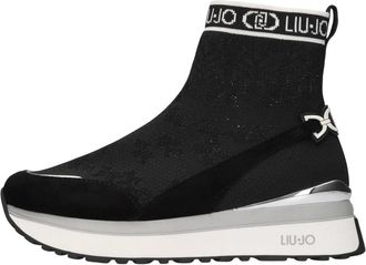 Liu Jo Maxi Wonder 93 Knit Enkellaars - Dames - Sneakers - Zwart - 39 EU - Leer - Schoenen