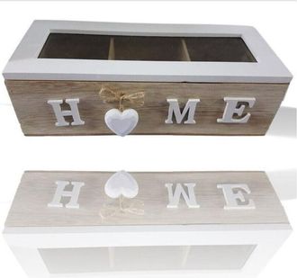 Trade Shop Trade Shop - Porta Oggetti Mini Vetrinetta 3 Scomparti Legno Country Chic Arredamento