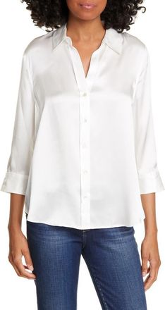 L'agence Dani Silk Charmeuse Blouse in Ivory at Nordstrom, Size Large