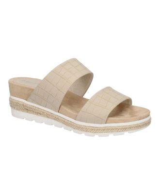 Easy Street Womens Easy Street Maryann Sandals Taupe Croco Wedge Heel Slip-On HTAT556