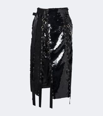 Simone Rocha Falda midi de encaje con lentejuelas