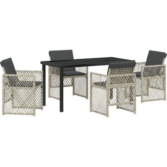 vidaXL Conjunto De Comedor De Jard&iacute;n 5 Pcs Gris Claro Rat&aacute;n Sint&eacute;tico Vidaxl