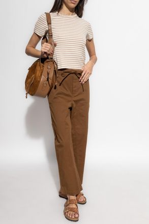 Rag & Bone T-shirt With A Striped Pattern, Womens, Cream