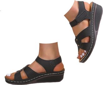 Generic Wedge Sandals for Women 2026 Summer Open Toe Non-Slip Sandal Dressy Ankle Strap Comfortable Walking Vacation Platform Sandals Vintage Wide Shoes with 