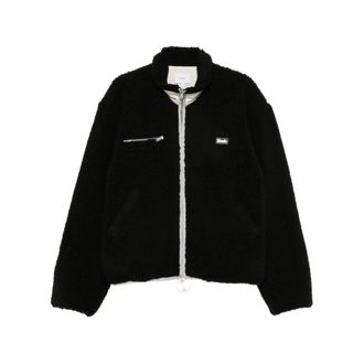 Rhude Jassen, Heren, Zwart, L, Wol, Logo-patch Fleece Jas